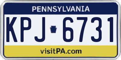 PA license plate KPJ6731