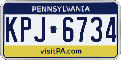 PA license plate KPJ6734