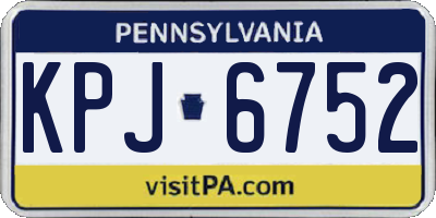 PA license plate KPJ6752