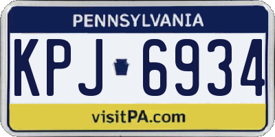 PA license plate KPJ6934