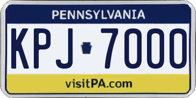 PA license plate KPJ7000