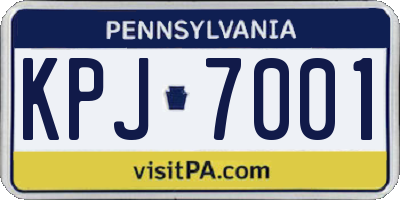 PA license plate KPJ7001