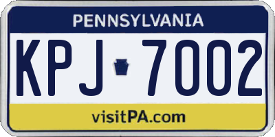 PA license plate KPJ7002