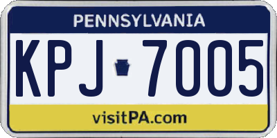 PA license plate KPJ7005