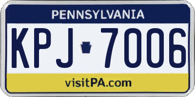 PA license plate KPJ7006