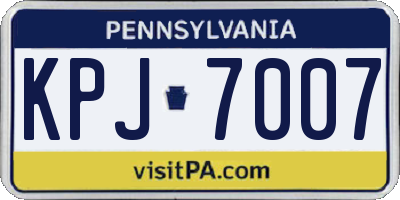 PA license plate KPJ7007