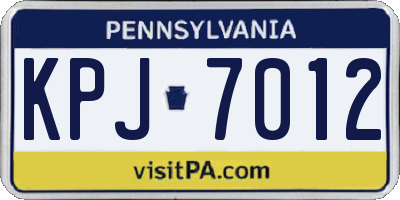 PA license plate KPJ7012