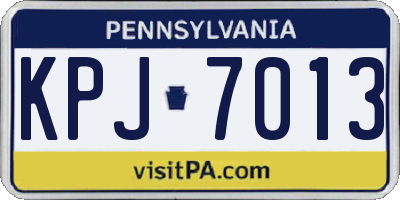 PA license plate KPJ7013