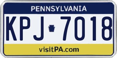PA license plate KPJ7018