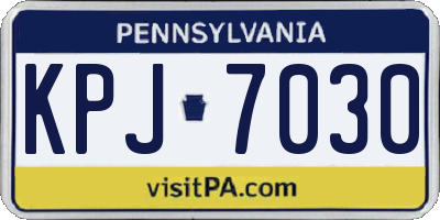 PA license plate KPJ7030