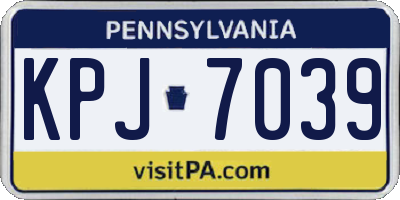PA license plate KPJ7039