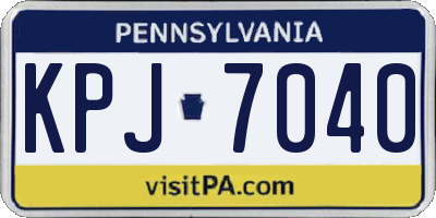 PA license plate KPJ7040
