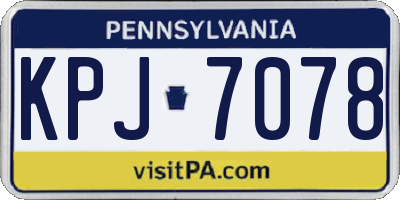 PA license plate KPJ7078