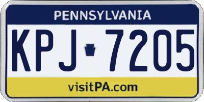 PA license plate KPJ7205
