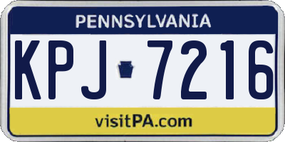 PA license plate KPJ7216