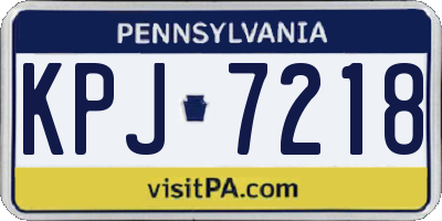 PA license plate KPJ7218