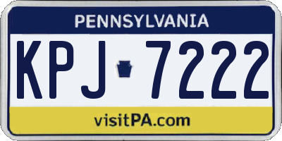 PA license plate KPJ7222