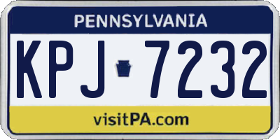 PA license plate KPJ7232