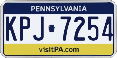PA license plate KPJ7254