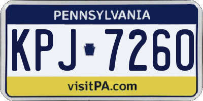 PA license plate KPJ7260