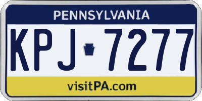 PA license plate KPJ7277