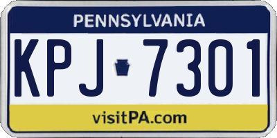 PA license plate KPJ7301