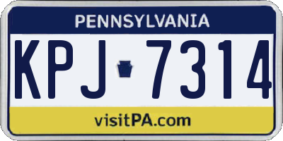 PA license plate KPJ7314