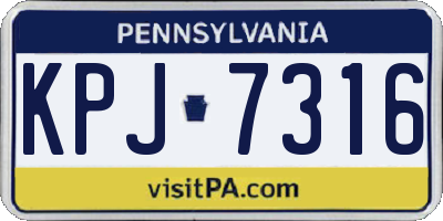 PA license plate KPJ7316