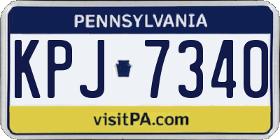 PA license plate KPJ7340