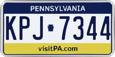 PA license plate KPJ7344