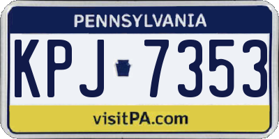 PA license plate KPJ7353