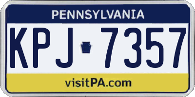 PA license plate KPJ7357