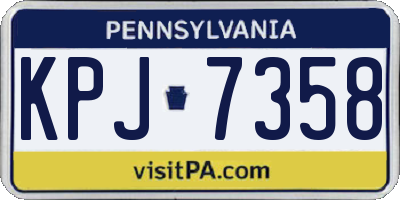 PA license plate KPJ7358