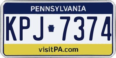PA license plate KPJ7374