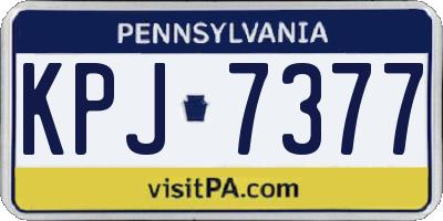 PA license plate KPJ7377