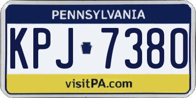 PA license plate KPJ7380