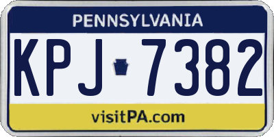 PA license plate KPJ7382