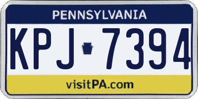 PA license plate KPJ7394