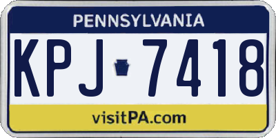 PA license plate KPJ7418