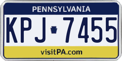 PA license plate KPJ7455