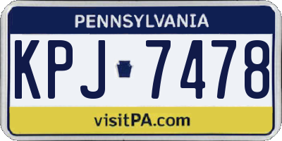 PA license plate KPJ7478