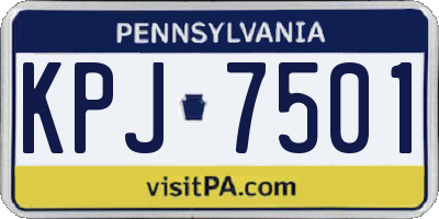 PA license plate KPJ7501