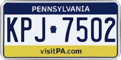 PA license plate KPJ7502
