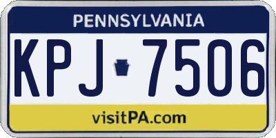 PA license plate KPJ7506