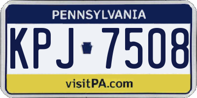 PA license plate KPJ7508