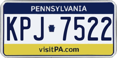 PA license plate KPJ7522