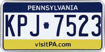 PA license plate KPJ7523