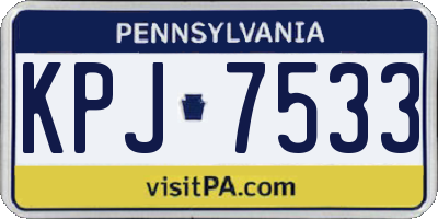 PA license plate KPJ7533