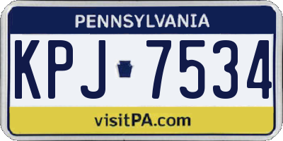 PA license plate KPJ7534