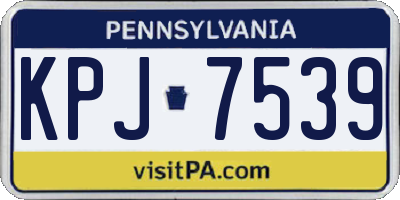 PA license plate KPJ7539